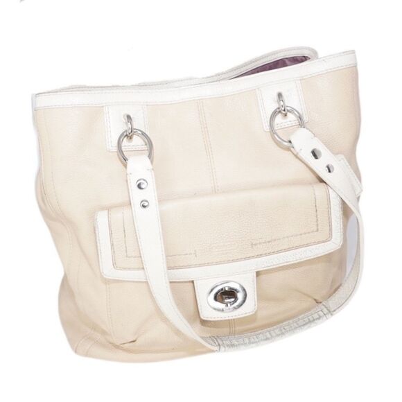 Coach Penelope B1282-F19264 Tan and Ivory Pebbled Leather Bag - Picture 4 of 11